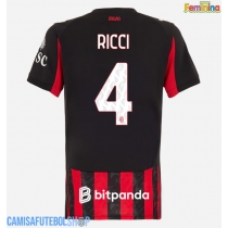 Camisa de time de futebol AC Milan Samuele Ricci #4 Replicas 1º Equipamento Feminina 2025-26 Manga Curta